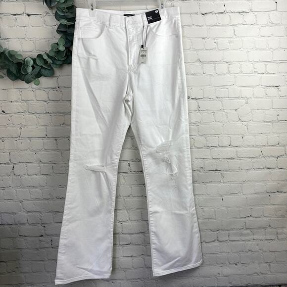 New EXPRESS 90's Boot High Rise Ripped White Jeans Size 10 R - Picture 2 of 8